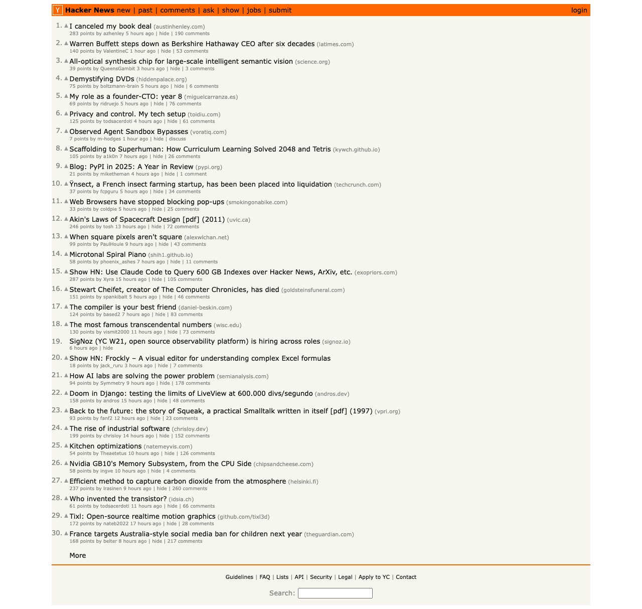 Hacker News screenshot