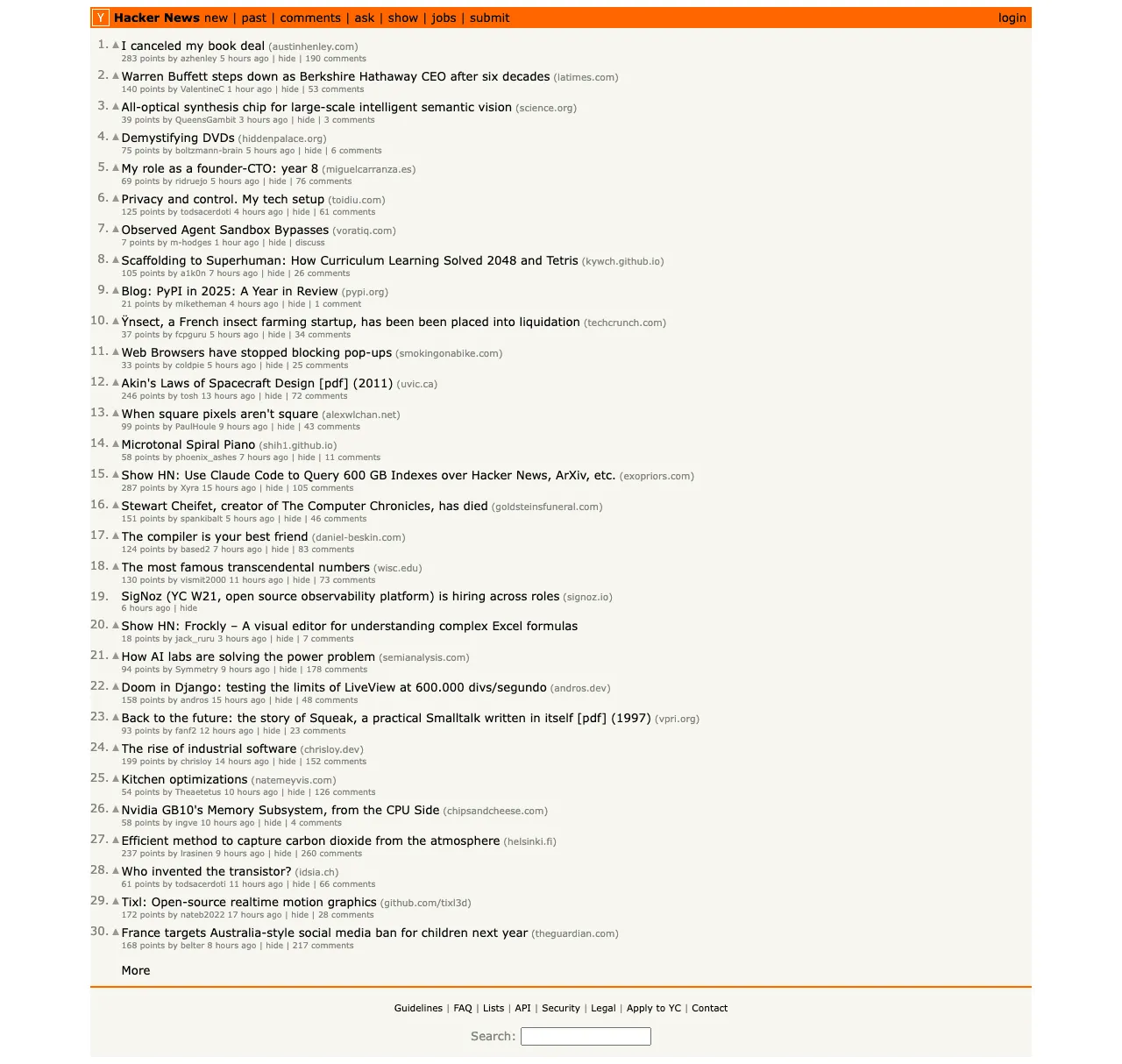 Hacker News screenshot