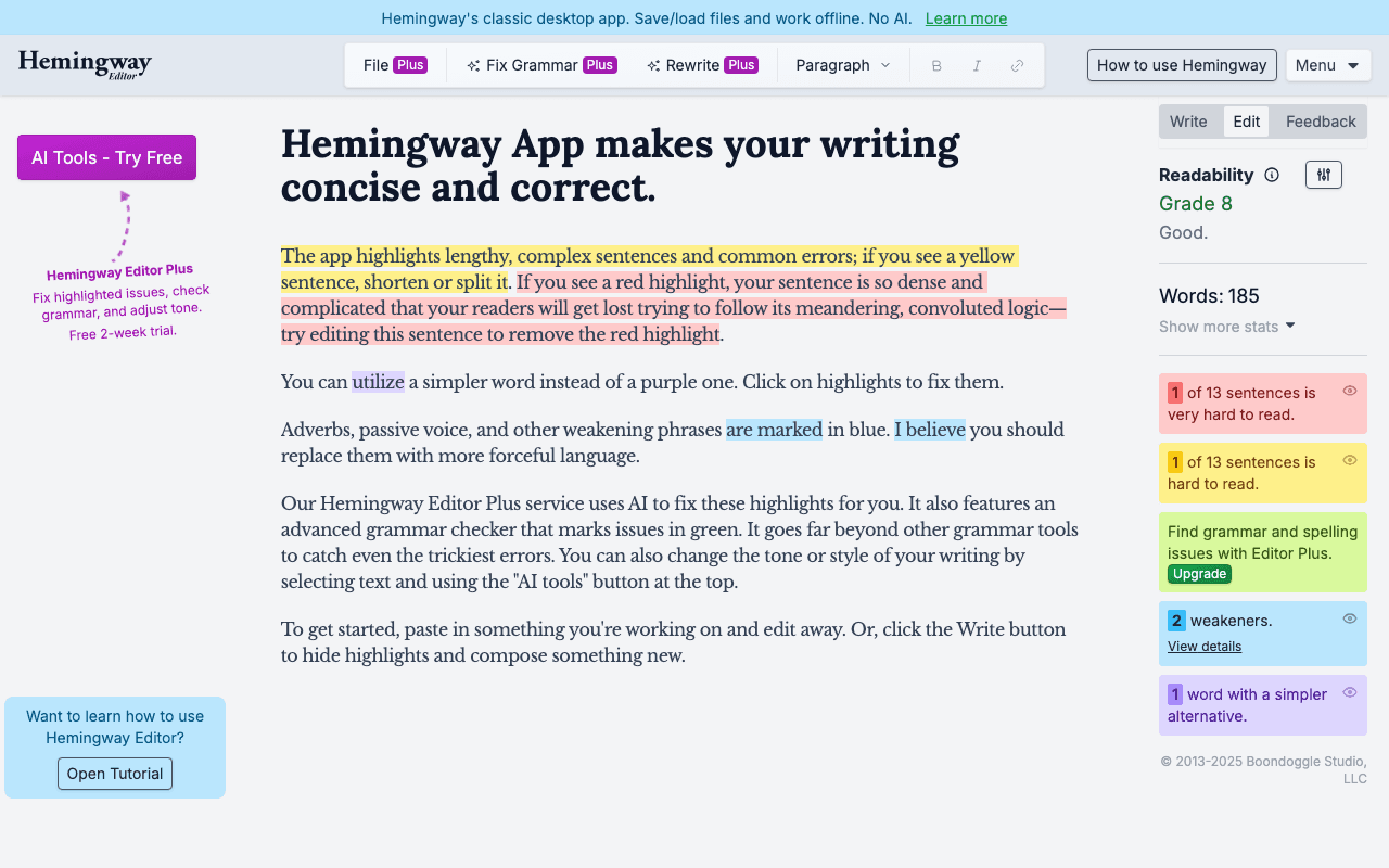 Hemingway Editor screenshot 1