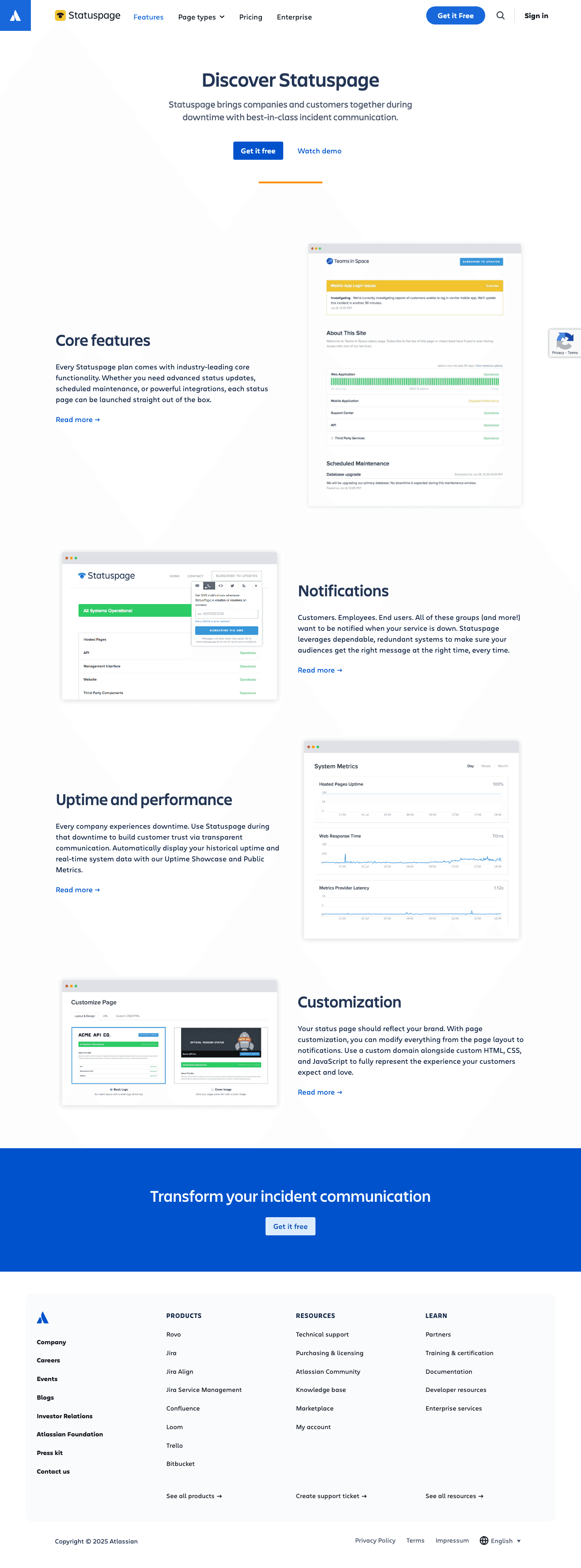 Atlassian Statuspage screenshot 2