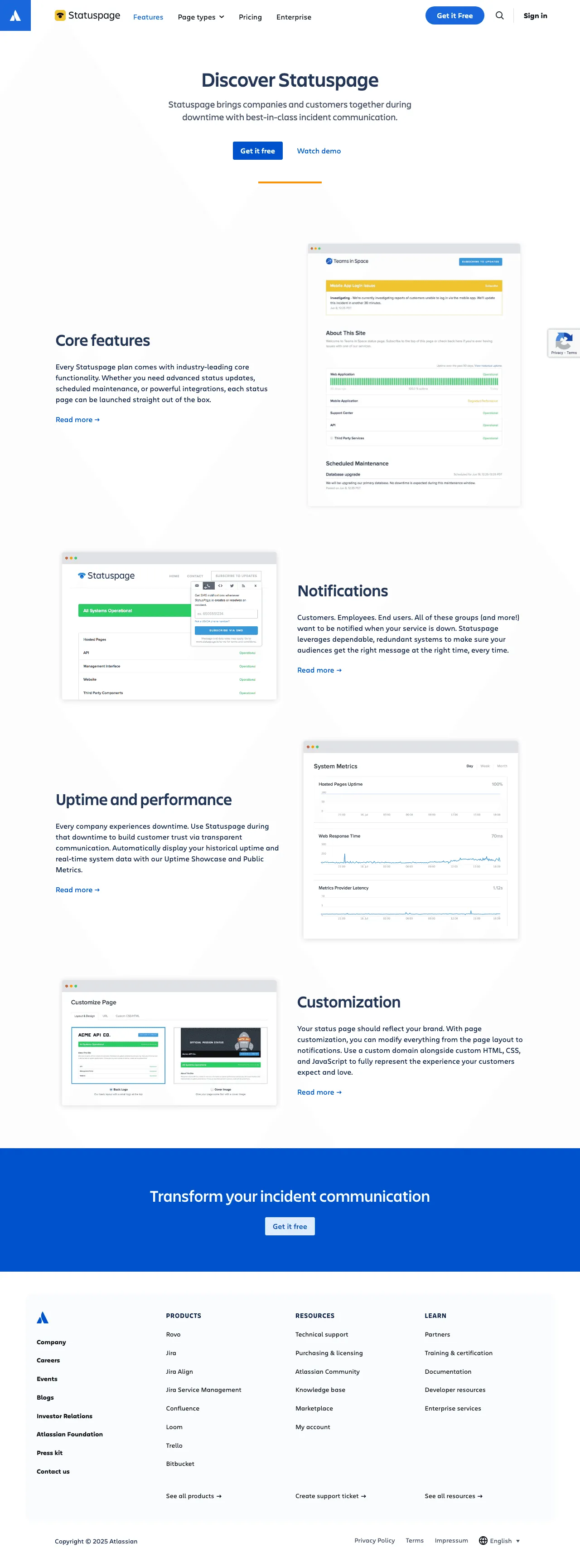 Atlassian Statuspage screenshot 2