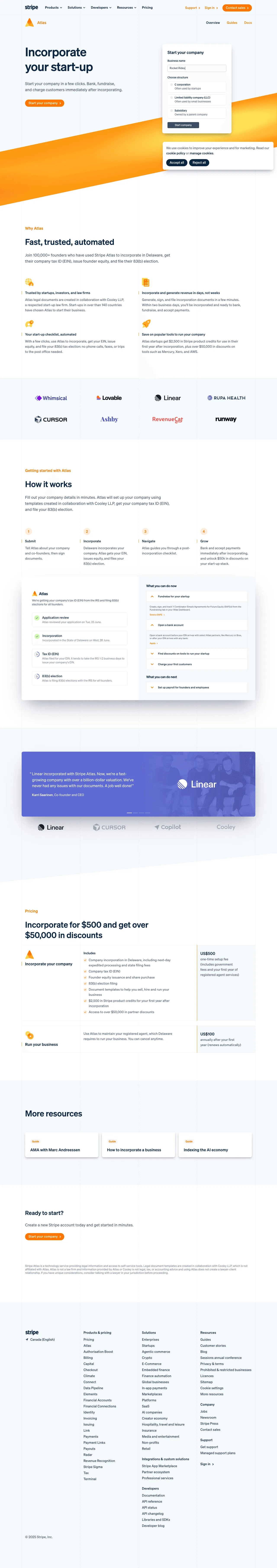 Stripe Atlas screenshot