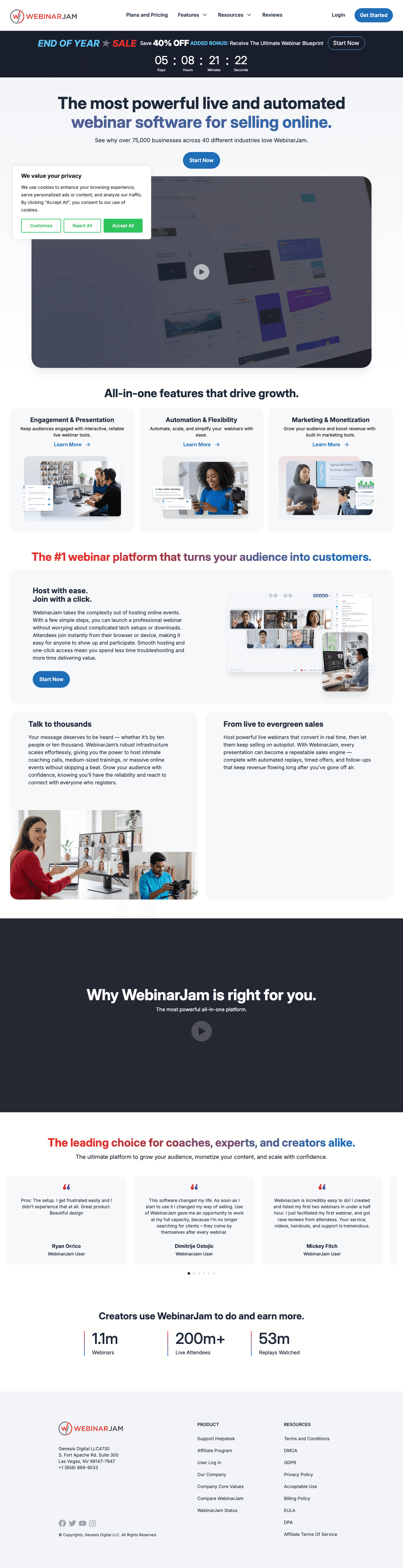 WebinarJam screenshot