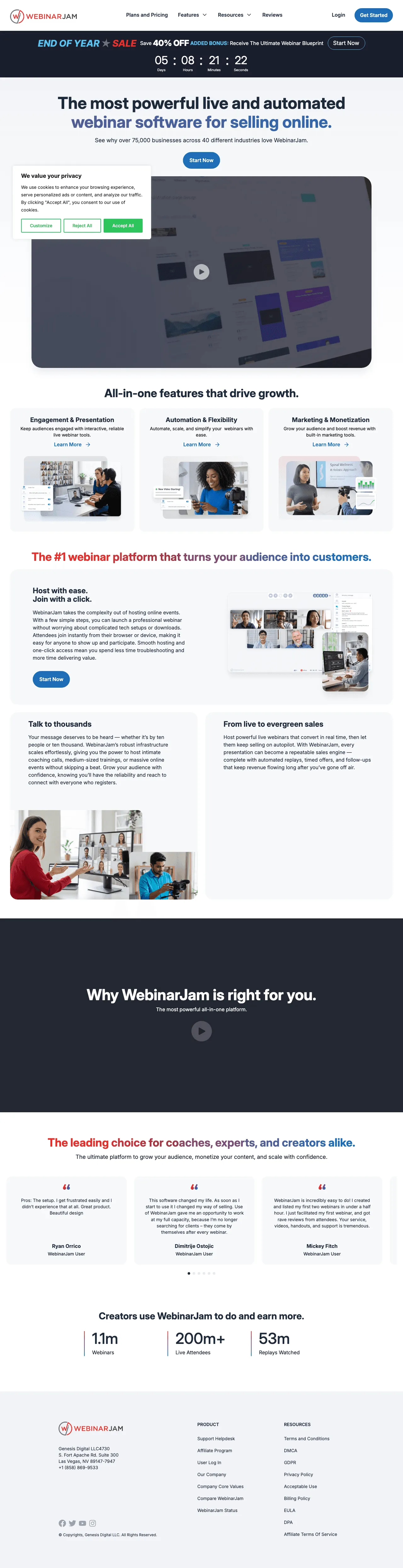 WebinarJam screenshot