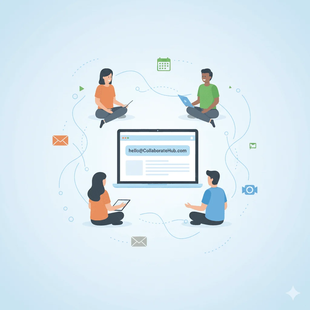 Illustration for I need professional email and team collaboration: Look professional and work together seamlessly from day one.